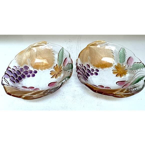 Mikasa Other - Mikasa Set of 2 Savoir Vivre Wild Orchard Chablis Crystal Bowls 7.5" Japan
